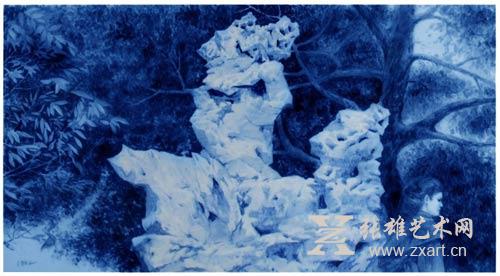 赵传玉水墨青花作品《游园惊梦》 赵传玉水墨青花作品《游园惊梦》