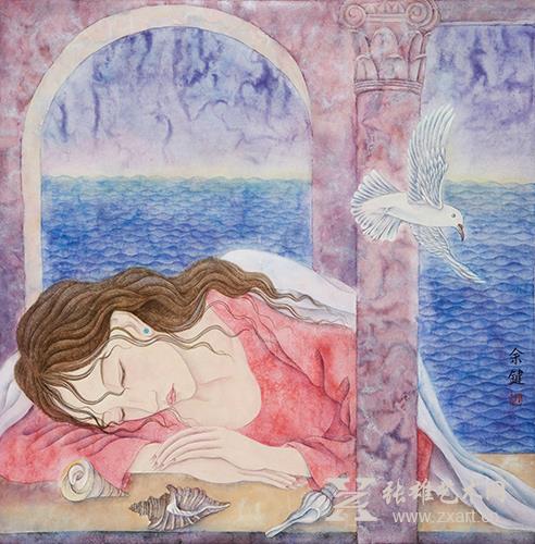 余键《重生》 68×68cm 设色纸本 2015年作 款识:余键 钤印:余键 余键《重生》 68×68cm 设色纸本 2015年作 款识:余键 钤印:余键