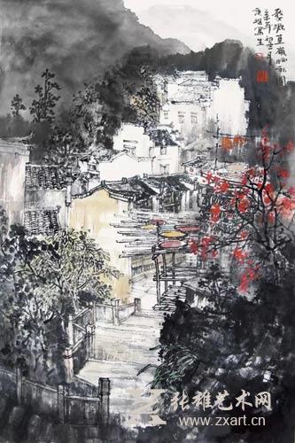 范秉琪  婺源篁岭晒秋图 69×46cm