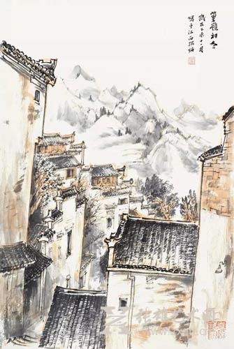 邓绍炳 篁岭初冬 45x68cm