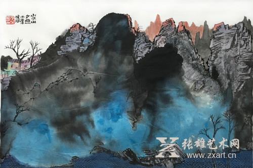 李肇瑜 《家山夕照》    69x45.5cm