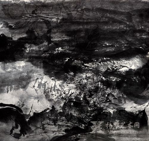 赵无极《无题》 水墨纸本，1971年作 49 ×46.5公分 估价：40，0000-60,0000港币